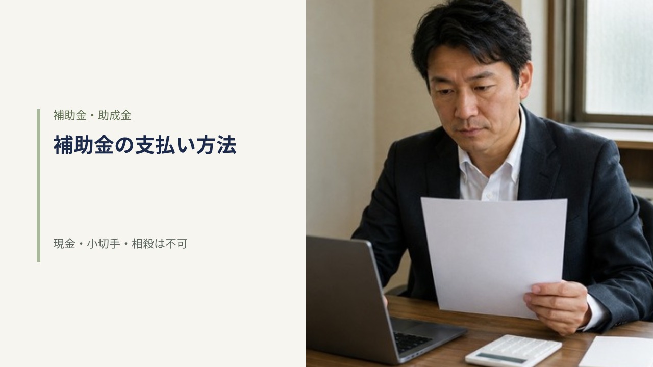 日本の小さな会社の事務室で無地の帳票を手にノートパソコンを確認する男性経営者