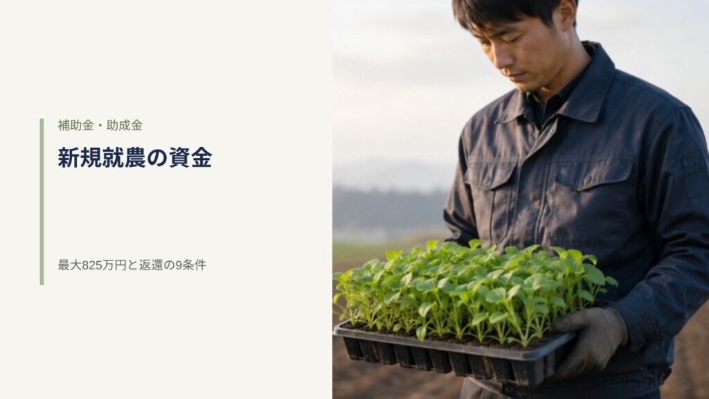 新規就農の資金 補助金・助成金 最大825万円と返還の9条件