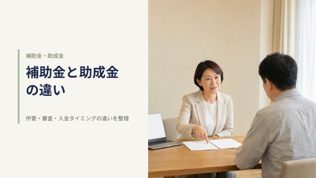 相談窓口で二つの制度の資料を並べて説明を受ける事業主