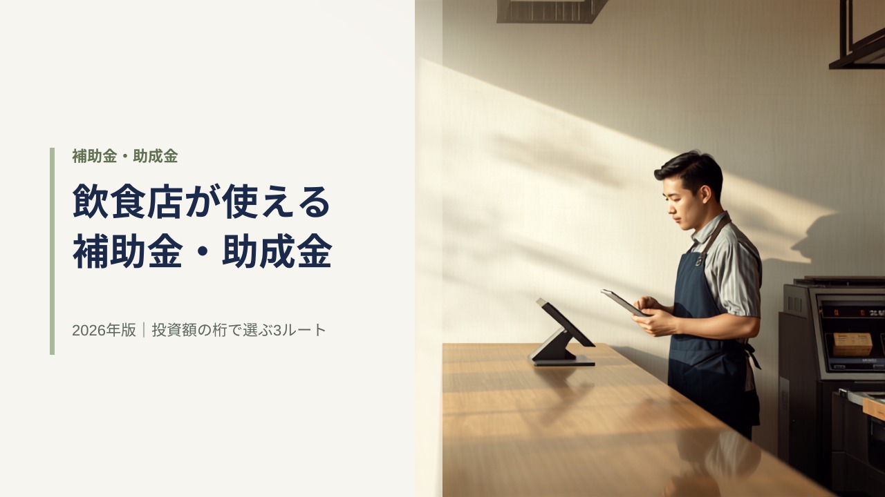 開店前の日本の飲食店のカウンターで、タブレットを手に持ちPOSレジと券売機を確認する店主