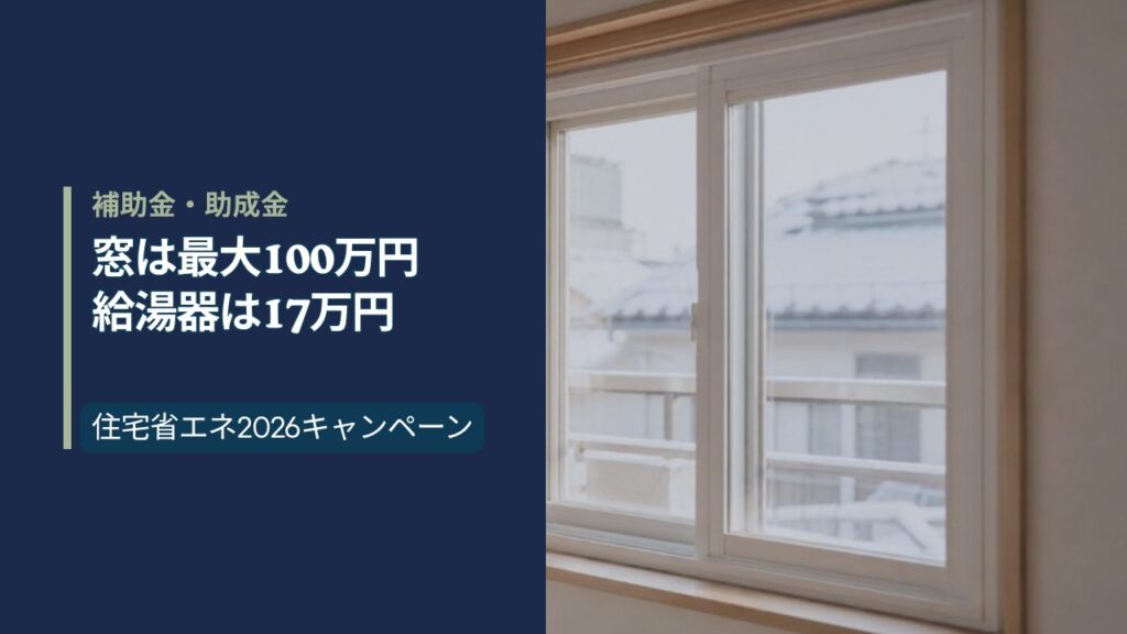 日本の住宅のリビングに新しく取り付けられた内窓（樹脂サッシの二重窓）。住宅省エネ2026キャンペーンのリフォーム補助金の記事アイキャッチ