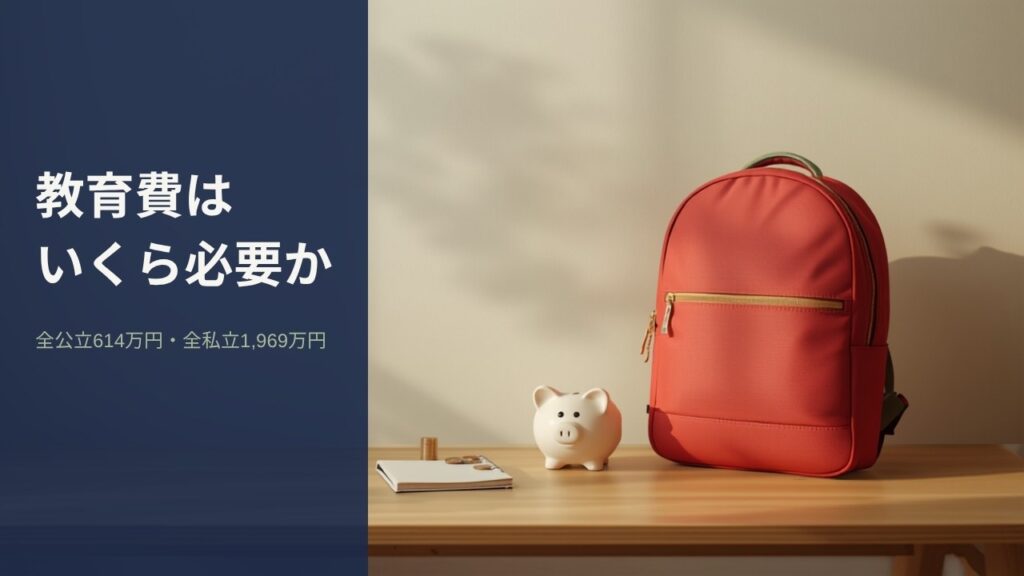 窓際のテーブルに置かれた子どものリュックと貯金箱。教育費の準備を表すイメージ