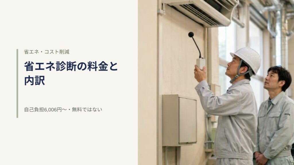 工場で空調機に計測器をあてて省エネ診断を行う技術者