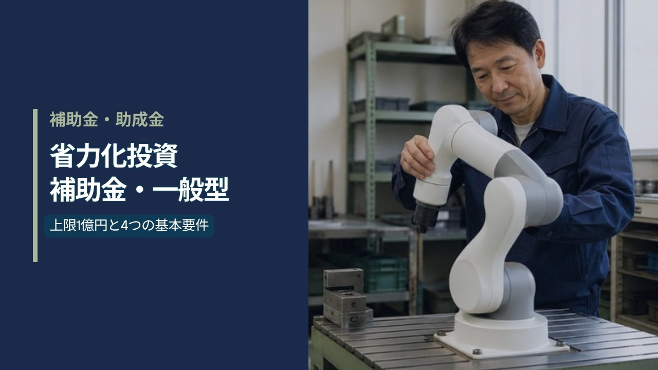 省力化投資補助金 一般型 上限1億円と4つの基本要件 町工場で協働ロボットアームを確認する作業者